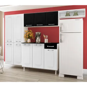 Cozinha Compacta 3 Peças, 7 Portas, Aço - Telasul Novitá Smart Branco / Preto