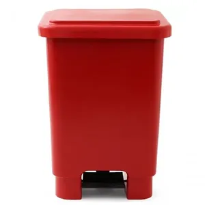 Lixeira 100L Retangular C/ Pedal Vermelho Lar Plasticos 255
