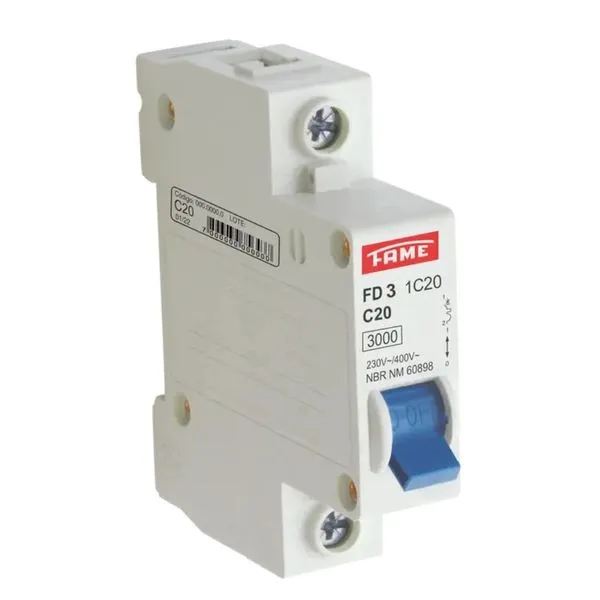 Disjuntor Unipolar DIN Fame 20A Curva C FD 3KA 5198 (MP)