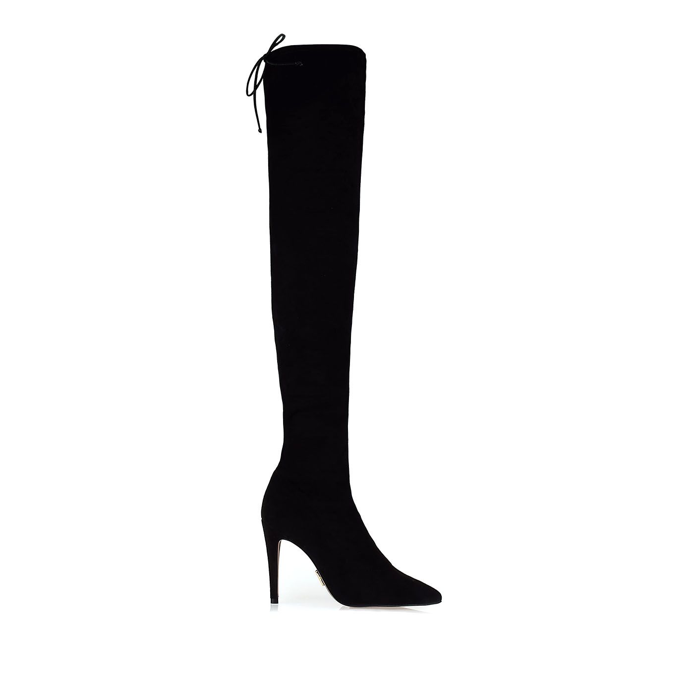 Bota Salto Alto Stretch Satin Preto