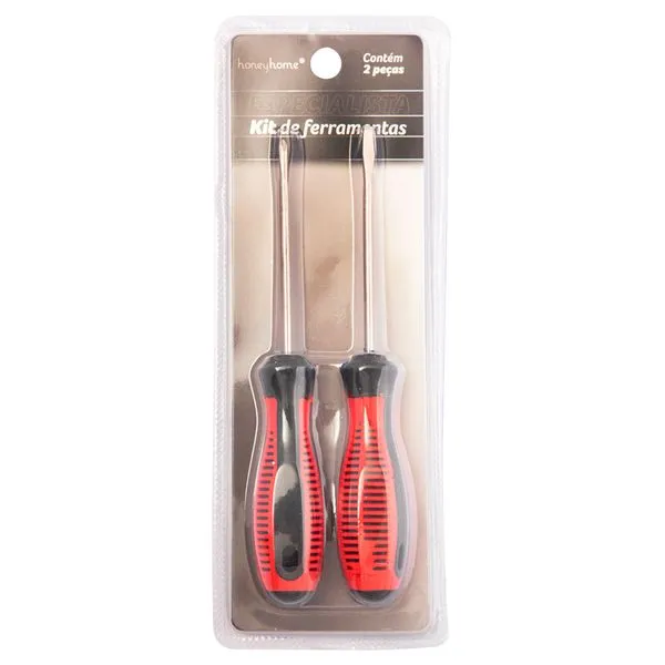 Kit Ferramentas 2 Peças Plástico Pp Aço Inox Chave Fenda 15x2x2cm Chave Fenda Cruzada 14,5x2x2cm LM3484 - honeyhome