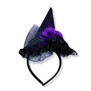 Tiara Partiu Festas Com Chapéu Preto/Roxo E Com Flor 13cm PAF374 (MP)