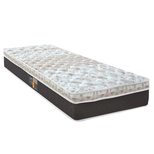 Colchão Solteirão Sleep Class Híbrido com Euro Pillow e Molas Ensacadas 25x96x203 cm Castor Branco, Cinza e Marrom