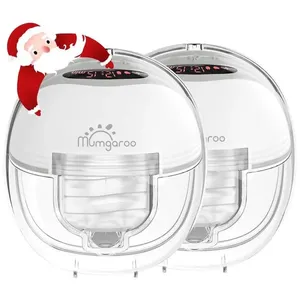 Bomba Tira Leite Elétrica com Display LED, 3 Modos, 12 níveis e Ultra Silencioso, 2Un, Mumgaroo, Branca 110v