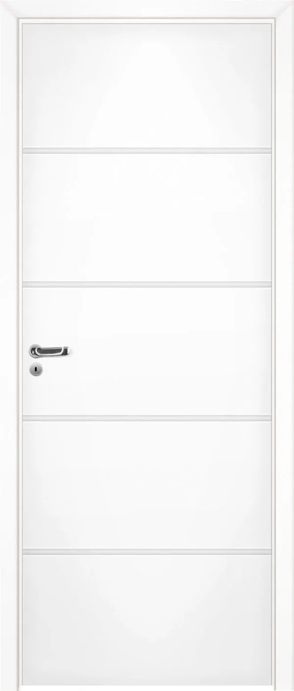 Porta de Madeira Pinus Semi Sólida Pinhal 7155 M12 80x210cm Branco PU Frisado Direita Regulável de 12cm até 17cm
