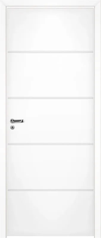 Porta de Madeira Pinus Semi Sólida Pinhal 7155 M12 80x210cm Branco PU Frisado Direita Regulável de 12cm até 17cm