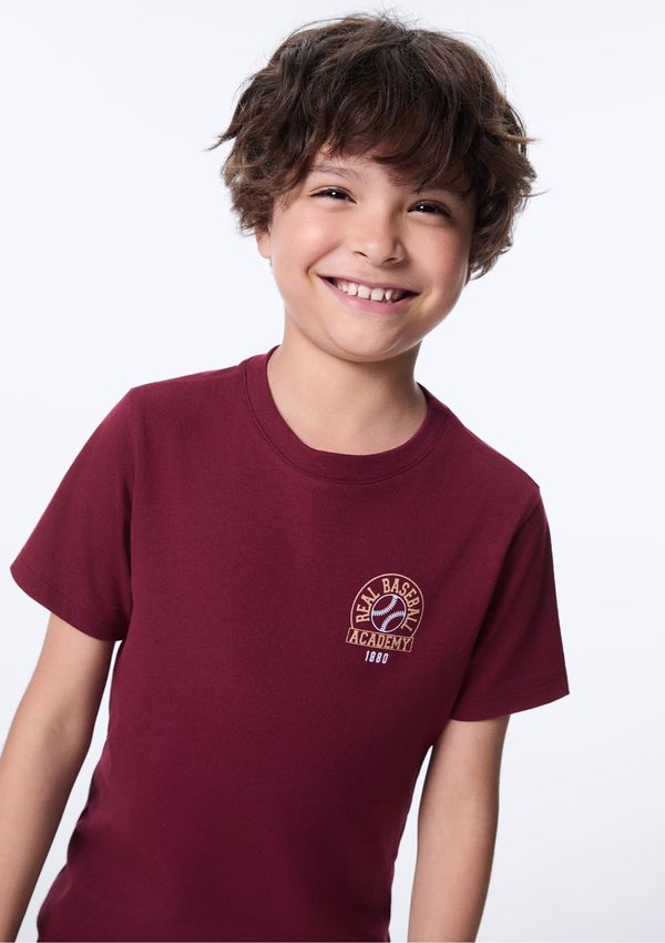 Camiseta Infantil Menino Regular Estampada - Vinho 012
