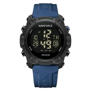 Relógio Cronógrafo Masculino Mostrador Preto Azul com Data e Alarme Resistente à Água Naviforce Relógio Masculino Cronógrafo Mostrador Preto Azul com Data Resistente à Água Naviforce