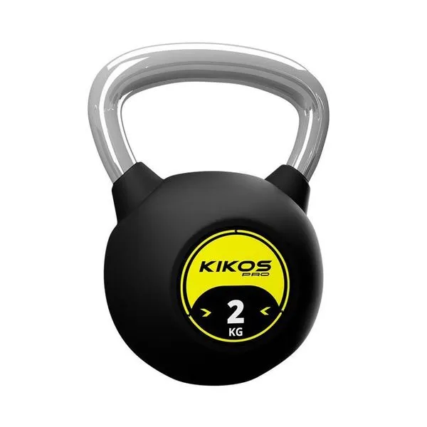 Kettlebell Rubber Pro 2kg para Treinamento Funcional com Alça em Ferro Fundido Preto Kikos Kettlebell Rubber Pro 2kg para Treino Funcional em Ferro Fundido Preto Kikos