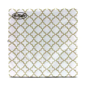 Guardanapo Design Renda Mini Branca/Dourada Ti-Flair 33x33