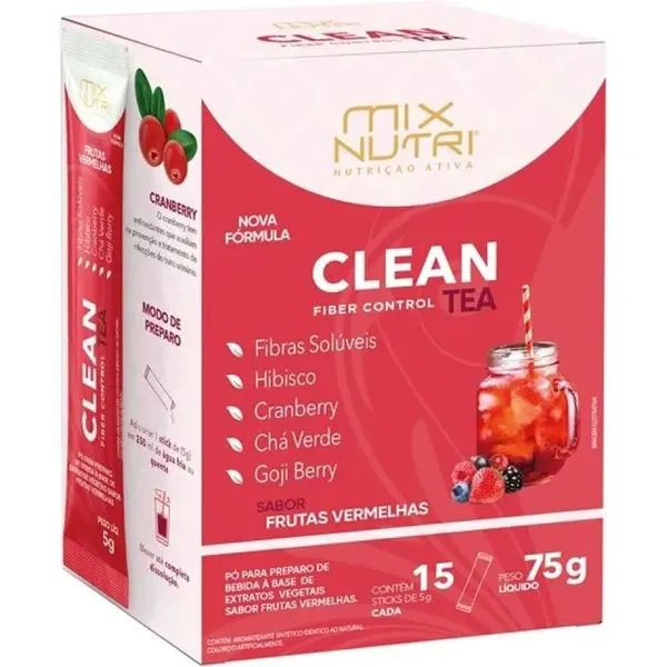 Chá Mix Nutri Clean Fiber Control TEA Sabor Frutas Vermelhas 75g