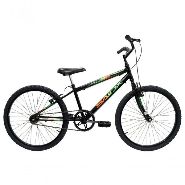 Bicicleta Aro 24 Saidx Premium Infantil Unissex Mono Sem Marcha Preto Verde Laranja