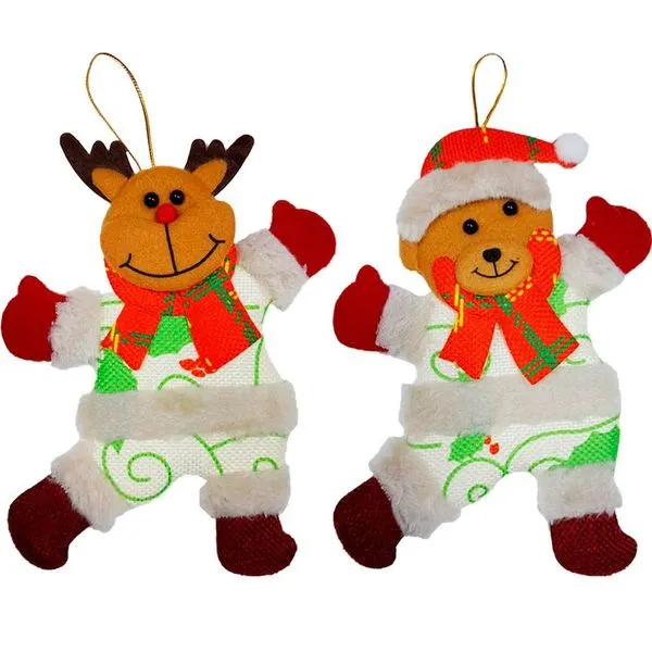 Kit Enfeites Natalinos Dupla de Natal para Decoração de Árvore com 3 Ursos e 3 Renas Verde Outras Marcas Kit Enfeites Natalinos Dupla de Natal com 3 Renas e 3 Ursos para Árvore Verde Outras Marcas