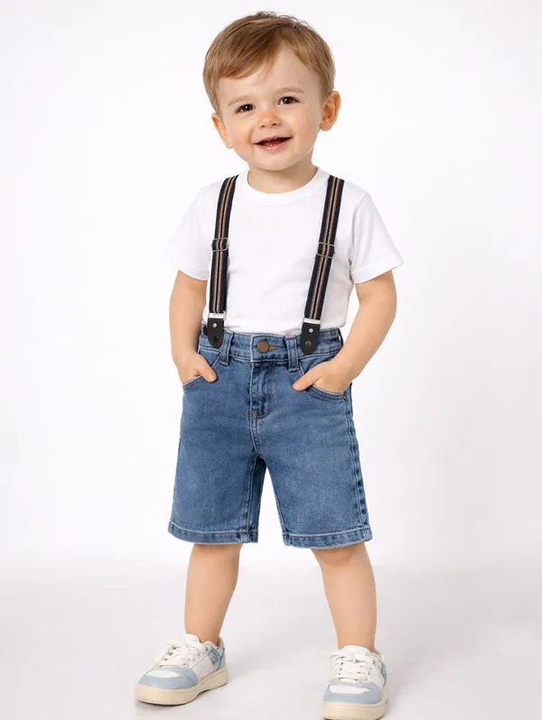 Bermuda Jeans Infantil Para Menino - AZUL 1