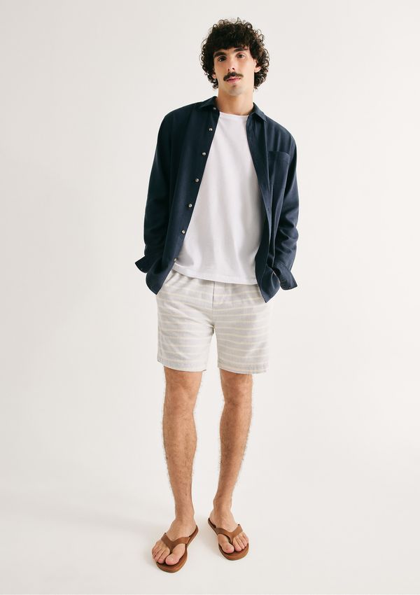 Bermuda Masculina Jogger Rústica Listrada - Azul M