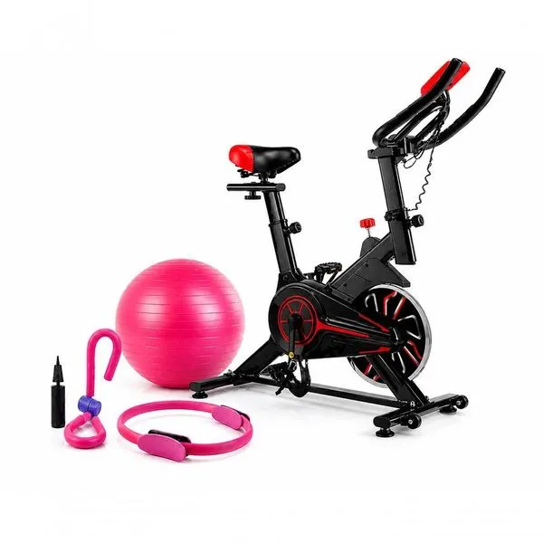 Kit Fitness Bicicleta Ergométrica Spinning + Kit Pilates Ahead Sports com Bola Aro e Anel para Treinos em Casa Kit Fitness Bicicleta Spinning + Kit Pilates Ahead Sports para Exercícios em Casa