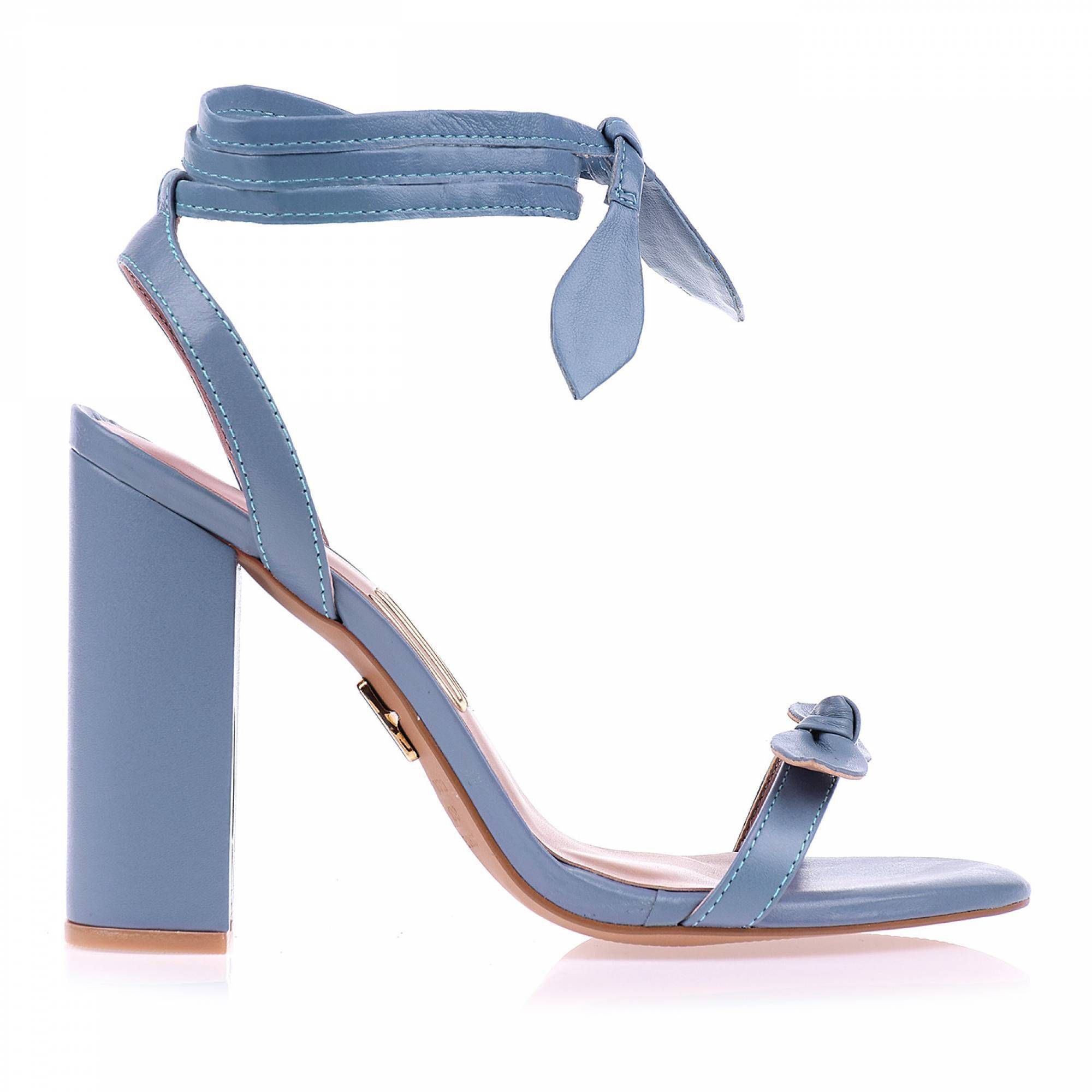 Sandália Salto Alto Veneto Couro Denim