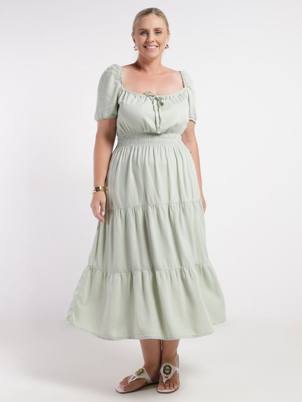 Vestido Midi Plus Size Feminino VERDE EXG1