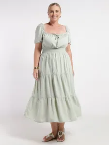 Vestido Midi Plus Size Feminino VERDE EXG3