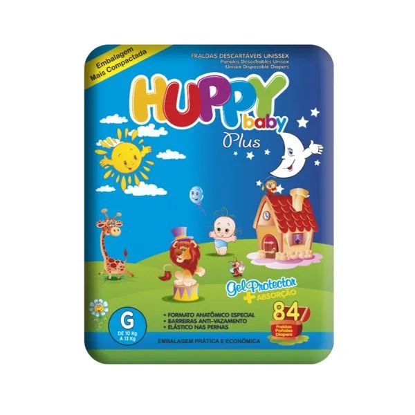 Fralda Descartável Huppy Baby Plus Mega G 84 Unidades