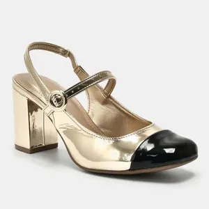 Sapato Slingback Dourado e preto 062-012-01 37