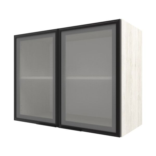 Armário Aéreo Bartira Rubi com 2 Portas de Vidro, 1 Prateleira e 80cm de Largura Preto com Bege