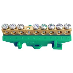 Barramento Terra com 8 Furos para Trilho DIN Weg Barramento Terra com 8 Furos para Trilho Din Verde Weg