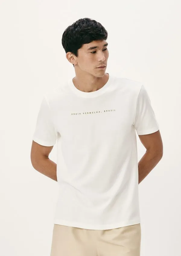 Camiseta Masculina Manga Curta Com Estampa - Off white EXG