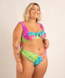 biquíni plus size calcinha tanga estampado paisley proteção uv50+ além dos mares noronha manu gavassi multicor GG4