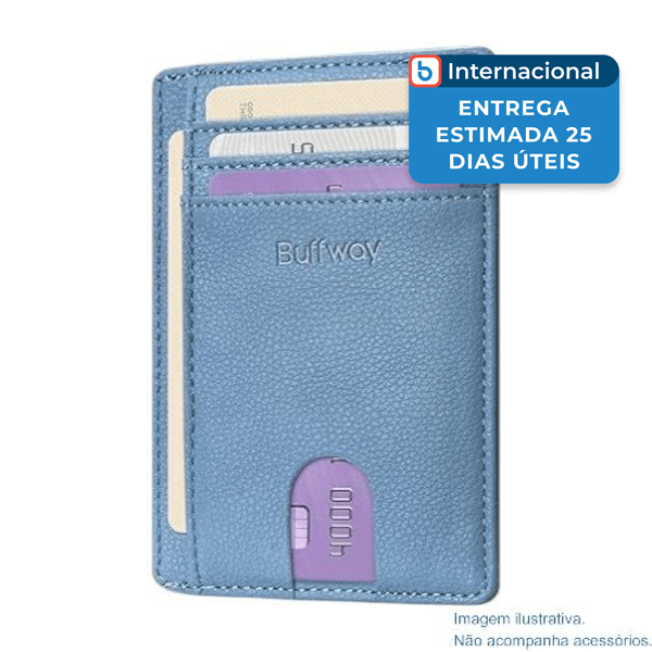 Porta-Cartão Buffway Slim Com Bloqueio RFID Azul A-MBI