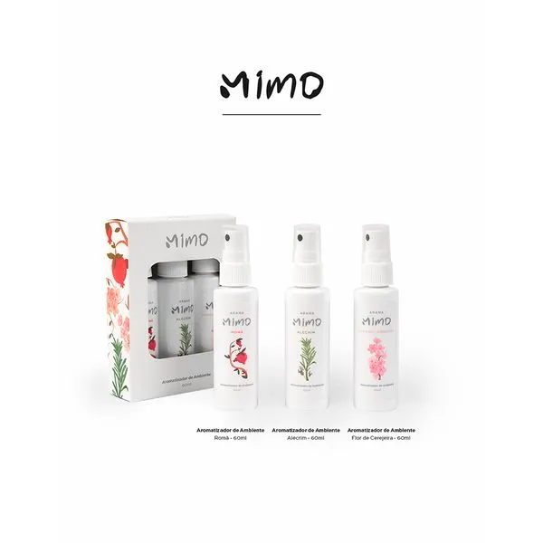 Kit 3 Aromatizadores de Ambiente Mimo Romã, Flor de Cerejeira, Alecrim 60ml PRD1552 - Arana