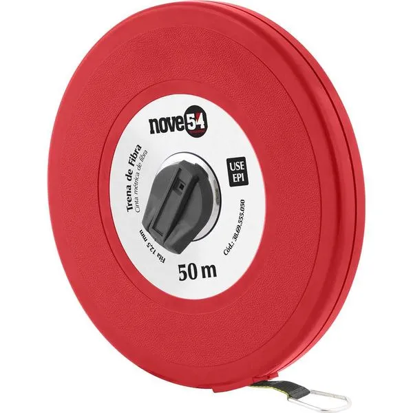 Trena Longa com Fita Fibra de Vidro 50mx12,5mm Corpo Fechado - NOVE54