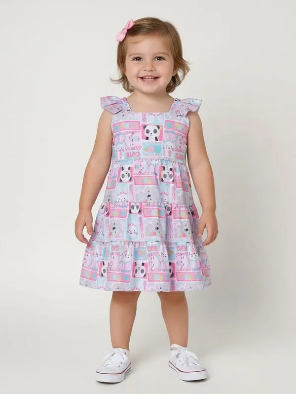Vestido Texturizado Infantil Para Menina - PINK 1