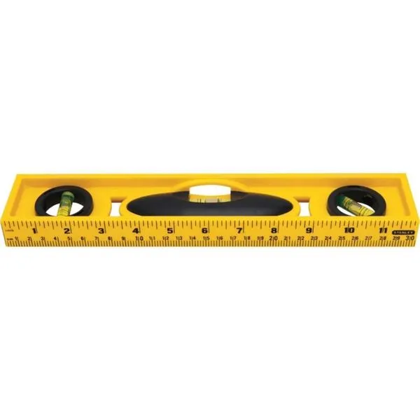 Nível de Resina 3 Bolhas 12 42-466 com Escala de Medição e Corpo Abs Amarelo Stanley Nível de Resina 3 Bolhas 12 42-466 com Corpo Abs Amarelo Stanley