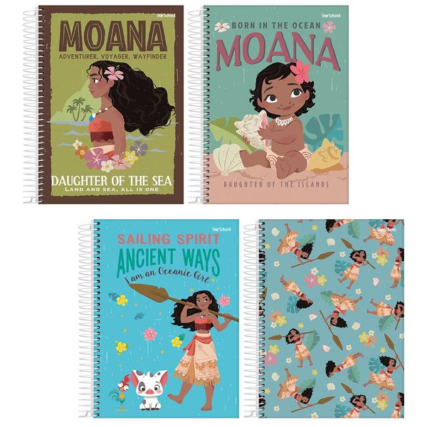 Caderno 1/4 Espiral São Domingos Starschool Moana 80 Folhas - Item Sortido