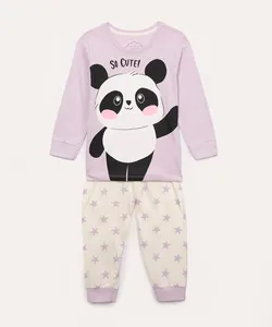 pijama infantil longo panda lilás 2