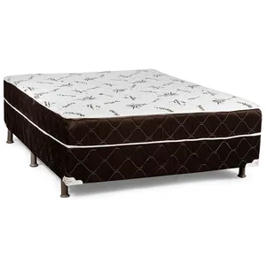 Conjunto Box Solteiro, Espuma D28, Preto, 188 x 0,88 x 0,44cm + pé: 12cm - Luz