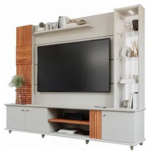 Estante Home Theater Riviera Off White-cinamomo Para Até 60? - Permóbili Off White-cinamomo