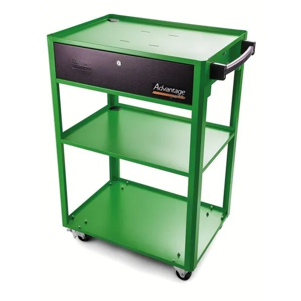 Rack Móvel Aberto para Computador com Gavetas Telescópicas Verde Tramontina Rack Móvel Aberto para Computador com Três Bandejas Verde