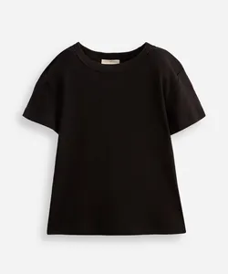 camiseta baby look juvenil de algodão canelada preta 14