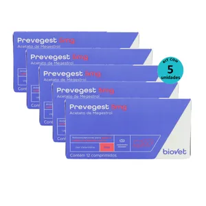 Kit Anticoncepcional Preve-Gest Biovet 5mg c/ 12 Comprimidos C/ 5 unidades