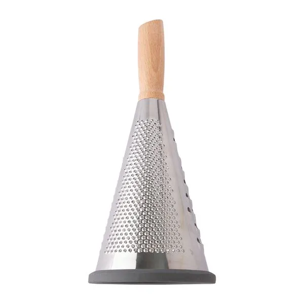 Ralador Cone 3 Faces Cabo E Base Emborrachada Aço Inox Madeira 12x12x27,5cm LM1988 - honeyhome