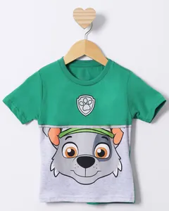 Camiseta Bebê Rocky Patrulha Canina Manga Curta Verde 1