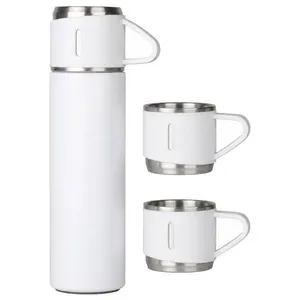 Garrafa Térmica Xiongzhi Aço Inox Com 3 Xícaras Branco 500ml E-BI