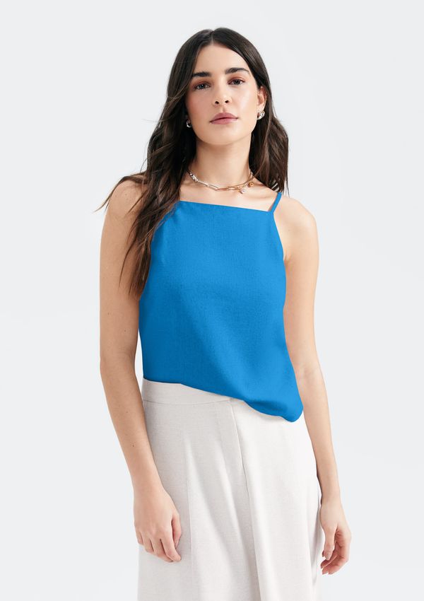 Regata Feminina Com Linho - Azul G