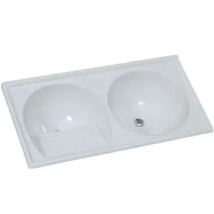 Tanque Duplo de Mármore Sintético N graus 1 100x52CM com Acabamento Brilhante Branco Pedra Clara AJ Rorato Tanque Duplo Mármore Sintético N graus 1 100x52CM Brilhante Branco AJ Rorato