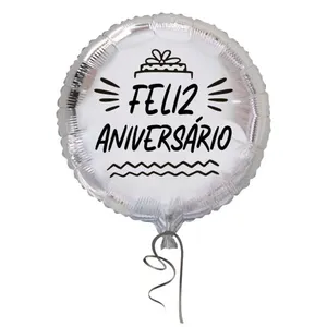 Balão Feliz Aniversário Foil Prata 18" MOPR000551 - Brdecor