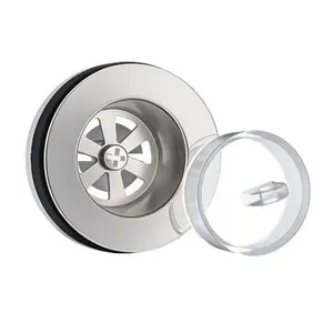 Válvula para Lavatório 2.1-2 em Inox com Tampa Plástica Emborrachada para Controle de Escoamento Pádova Válvula para Lavatório 2.1-2 Inox com Tampa Plástica Emborrachada Pádova