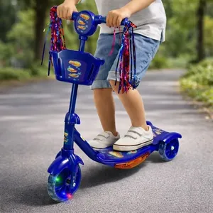 Patinete Infantil 3 Rodas Led Dobrável Som Cesta Azul Seguro com Freio Traseiro Azul Patinete Infantil 3 Rodas Led Dobrável Som Cesta Azul Seguro Azul