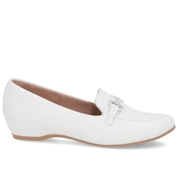 Loafer Branco Couro Salto Embutido 35